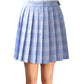 Women`S High Waisted Plaid Short A Line Skirts Costumes (M, Blue White)