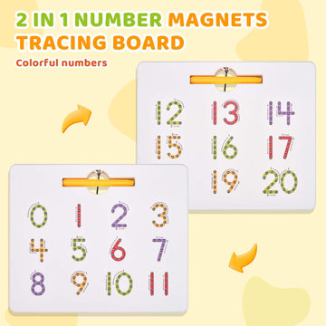 Gamenote Magnetic Number Tracing Board, 2 In 1 Double Sided Numbers 1-20 Writing Board For Toddlers & Kids, Preschool Handwriting Learning Toys, Educational Math Manipulatives