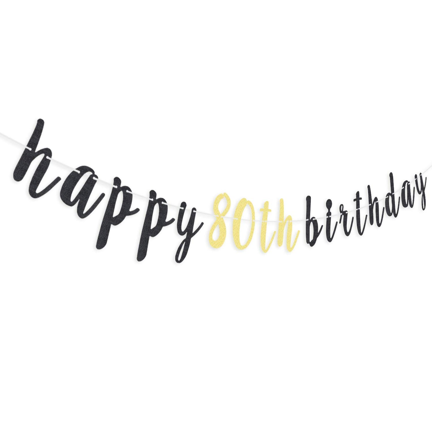 Lingteer Happy 80Th Birthday Party Decorations,80Th Birthday Glitter Garland Banner - Cheers To Eighty Years Old Bday Party Backdrop Decoration Sign.