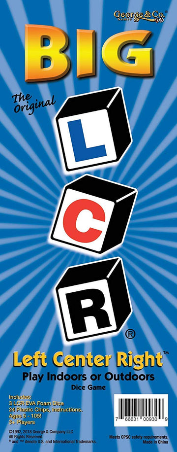 Lcr Big Left Center Right™ Dice Game - Zip Bag (Blue)