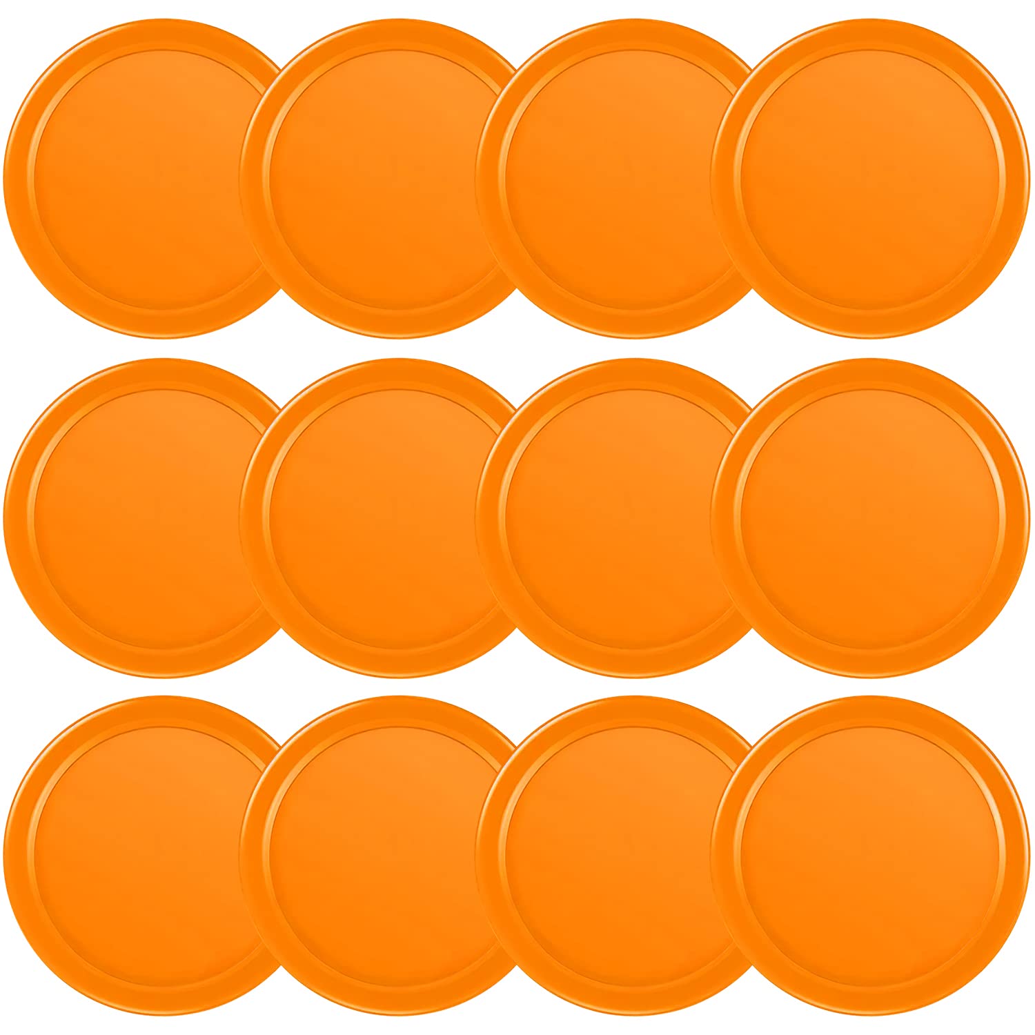 Coopay 12 Pieces Home Air Hockey Pucks 2.5 Inches Heavy Replacement Pucks For Game Tables Equipment Accessories, 12 Grams (Orange)