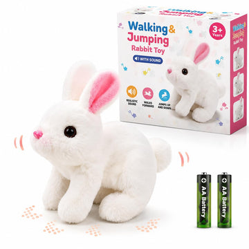 KESRINPLUS Hopping Walking Bunny Animal Toy with Sounds, Jumping Interactive Electronic Plush Toy with Wiggling Ears, Twitching 