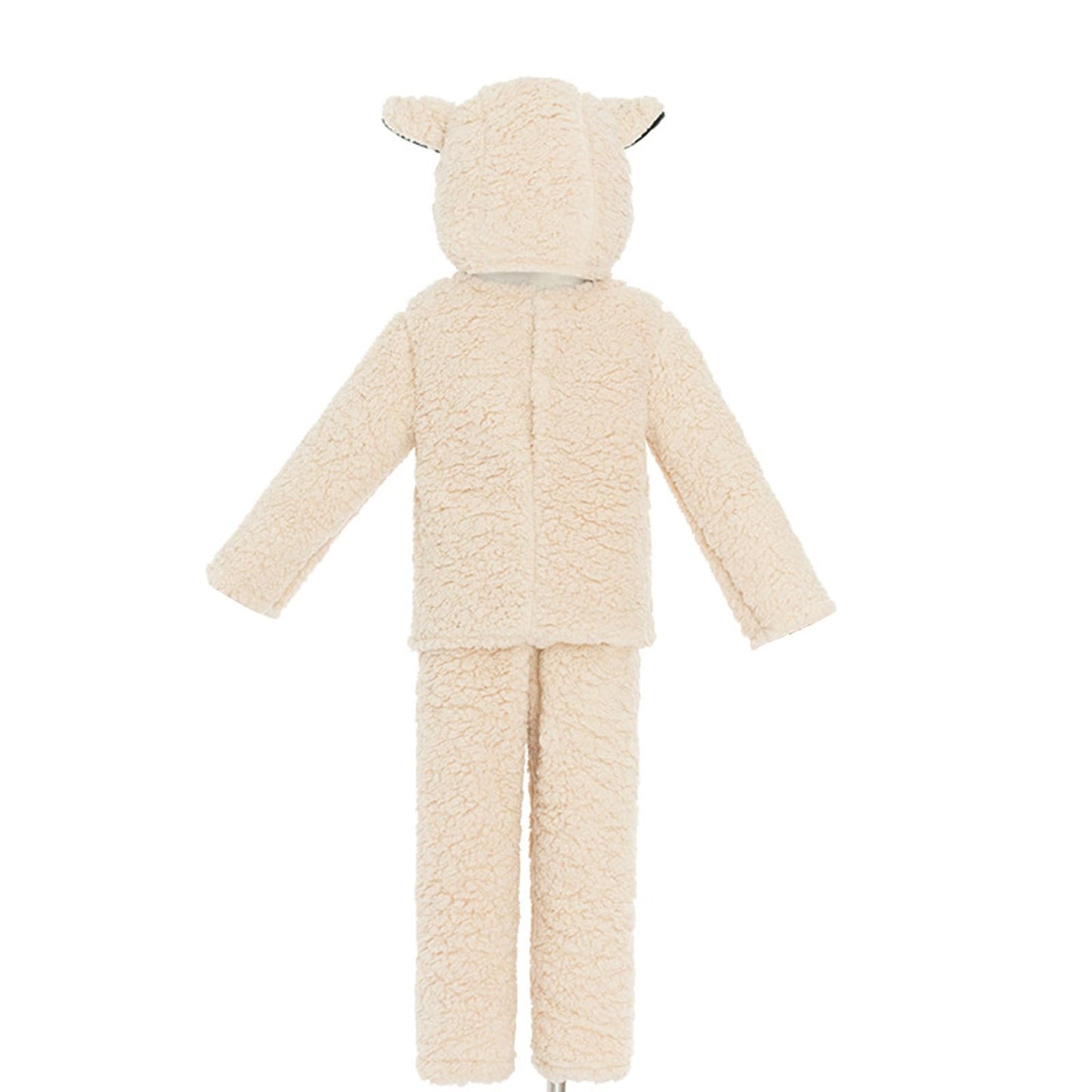 Feibel Kids Sheep Costume Fuzzy Little Lamb Halloween Christmas Outfit Long Sleeve Top + Pants + Hat + Gloves + Socks (Beige, S)
