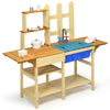 Honey Joy Kids Mud Kitchen Playset, Indoor Outdoor Wooden Pretend Play Toy Kitchen With Removable Sink, Simulated Faucet, Mud Ki