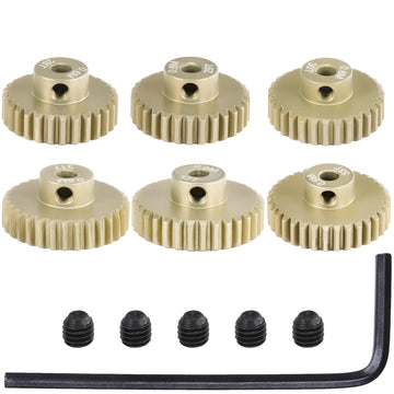 M0.6 Pinion Gear Set 3.175Mm 28T 29T 30T 31T 32T 33T 6Pcs 7075 Aluminum Alloy Metal Pinion Motor Gear For 1/10 Rc Car Brushed Br