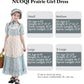 Nuoqi Prairie Dresses For Girls, Blue Laura Ingalls Wilder Costume Pioneer Colonial Dress With Apron, 6-7