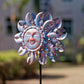 Viveta Outdoor Wind Spinners, 13.2 Inch Metal Wind Sculpture,Sun Face Windmill for Yard Patio Lawn Garden Decoration
