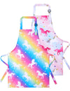 Wernnsai 2 Pack Kids Aprons - Kids Art Aprons For Girls Waterproof Toddler Chef Aprons For Cooking Baking Painting Gardening Apron For Kids With Pocket Kitchen Classroom Art Smocks 6-10 Years