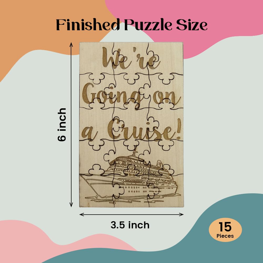 We'Re Going On A Cruise - 15 Piece Basswood Jigsaw Puzzle, 6' X 3.5' Surprise Vacation Reveal