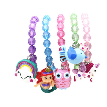 Wingchold 5pc Mermaid Bracelet, Unicorn Bracelet, Little Girl Animal Bracelets, Teens Kids Owl Pendant Beaded Bracelet Girl Part