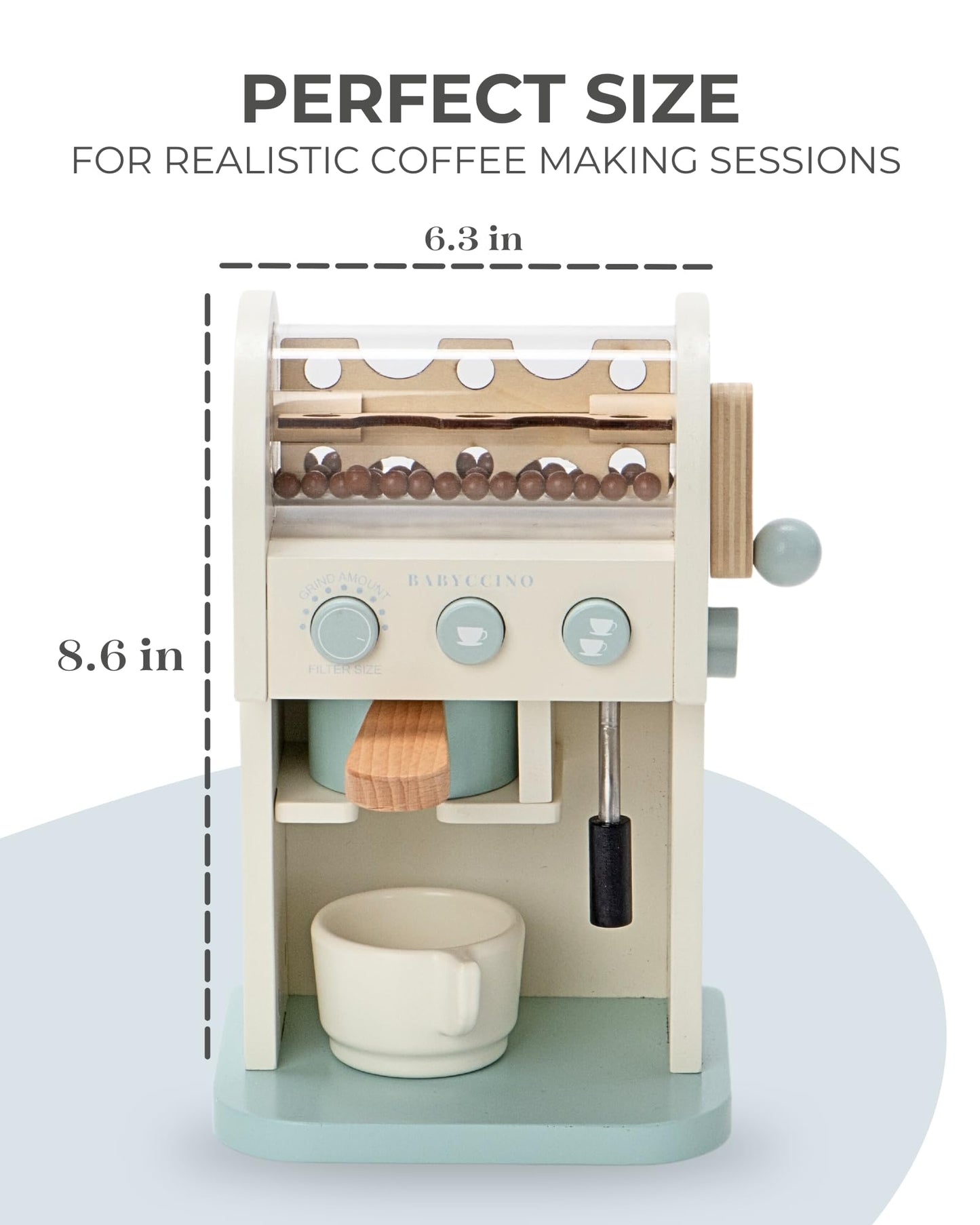 Toy Coffee Maker for Kids - Wooden Coffee Maker Toy for Imaginative Play - Kids Coffee Maker Playset for Skill Development - Boo