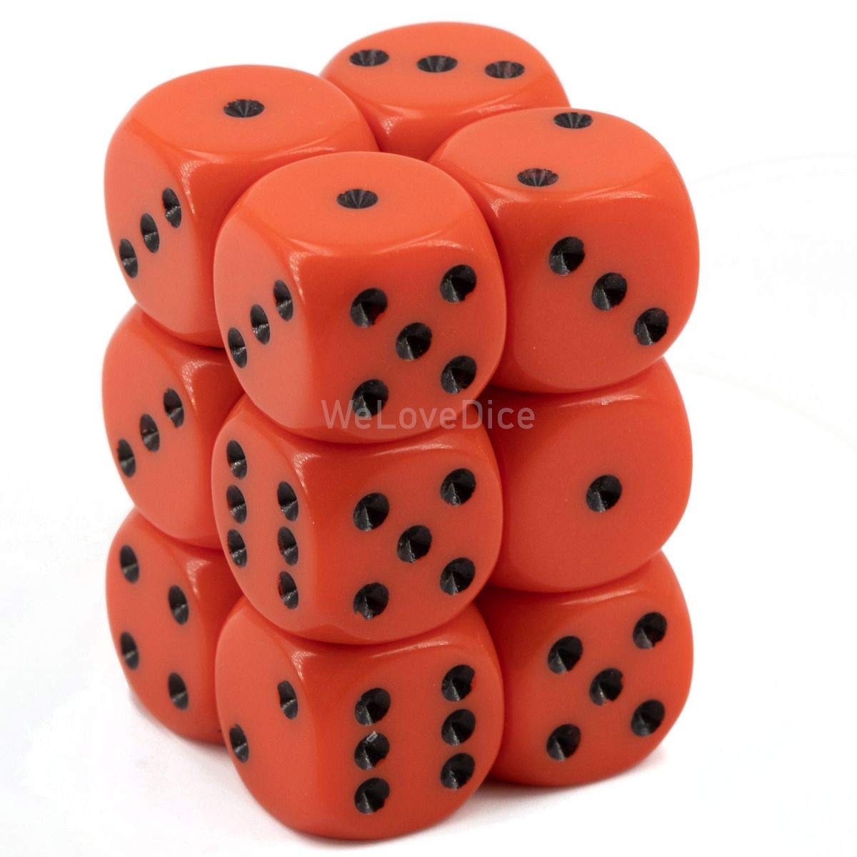 Chessex Manufacturing 25603 Opaque Orange With Black - 16 Mm Six Sided Dice Set Of 12