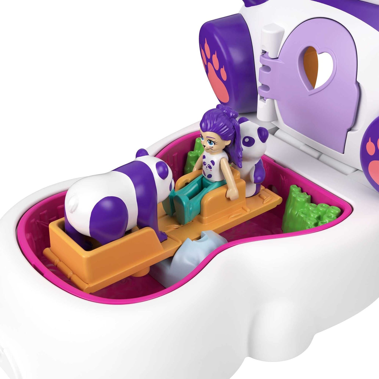 Polly Pocket GTM58 Flip & Find Panda Compact Playset, Micro Doll, Bamboo, 10x5x9 cm, Surprise Reveals for Ages 4+