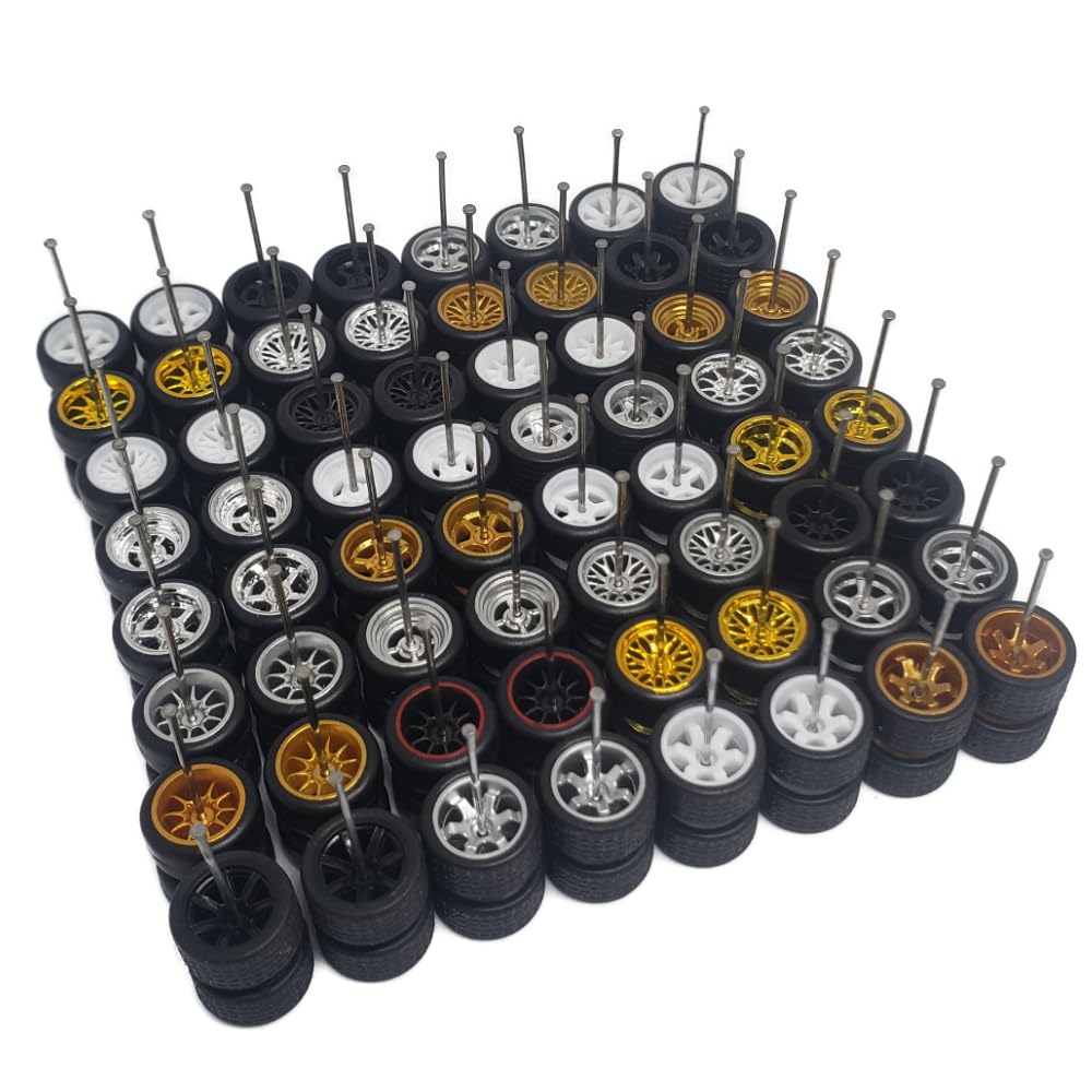 4DOBBY Mixed/Random Real Riders Wheels Rims Tires Set for 10 Cars 1/64 Scale