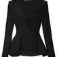 Women Double Notch Lapel Office Blazer Jk43864 1073T Black 1X