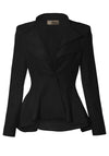 Women Double Notch Lapel Office Blazer Jk43864 1073T Black 1X