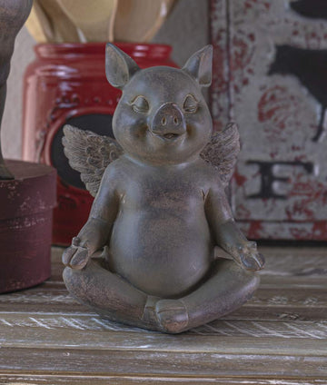 Summit Collection Rustic Decor Whimsical Flying Pigs Yoga Pose Kitchen Dining Room Farmhouse Decor (Lotus Pose)