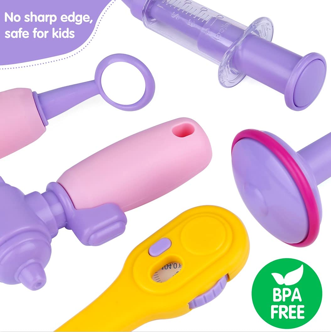 GINMIC Doctor Kit for Toddlers 3-5, 22 Pieces Pretend Play Doctor Set with Halloween Role Play Doctor Costume and Carry Case for