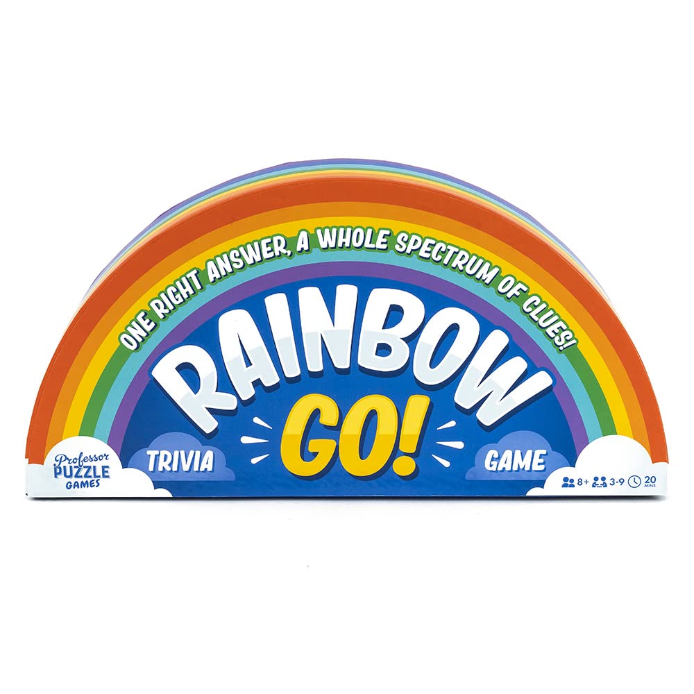 Professor Puzzle Rainbow Go Games. Fast Paced Trivia Game For The Whole Family. One Right Answer, Whole Spectrum Of Clues.
