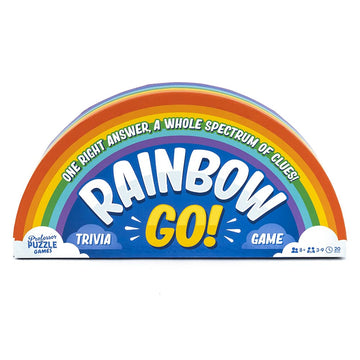 Professor Puzzle Rainbow Go Games. Fast Paced Trivia Game For The Whole Family. One Right Answer, Whole Spectrum Of Clues.