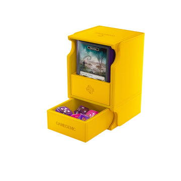 Gamegenic Watchtower 100+ Xl Convertible Deck Box - Double-Sleeved Card Storage, Card Game Protector, Nexofyber Surface, Holds Up To 100 Cards, Yellow Color, Made