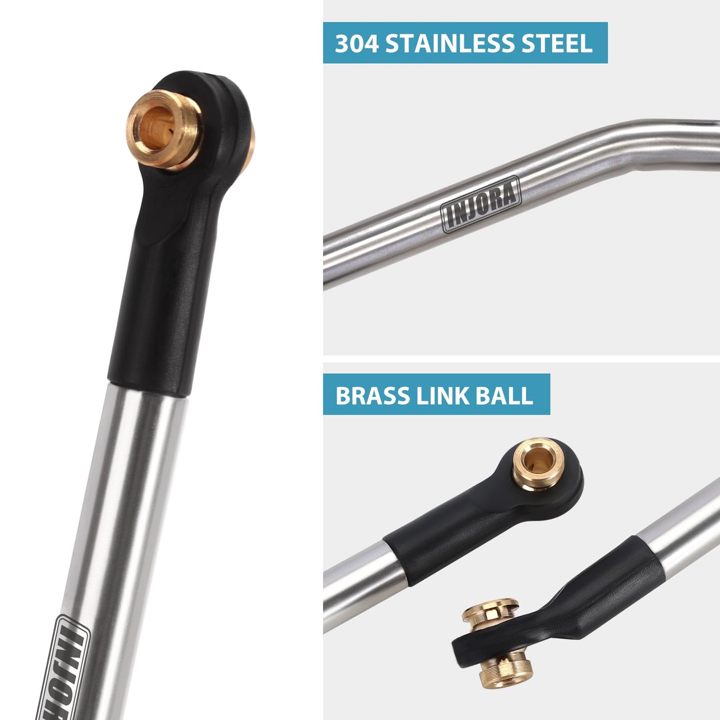 INJORA High Clearance Links Set - Stainless Steel Chassis Links for 1/18 RC Crawler FMS FCX18 LC80 Upgrade