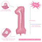 Vonokee 40 Inch Pink Giant Number Balloons 1, Jumbo Digital Foil Mylar Balloon For Birthday Party Wedding Anniversary Celebratio