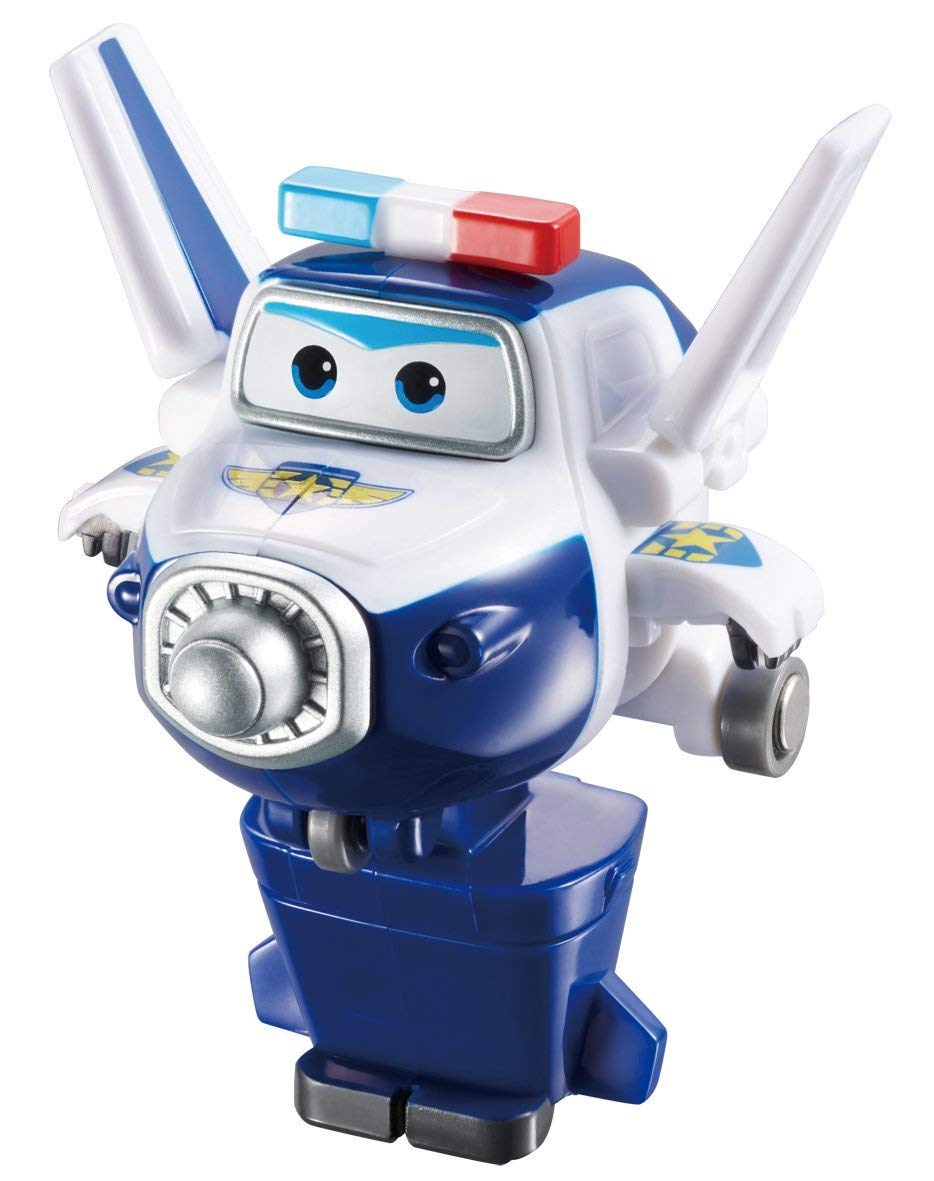 Super Wings 7" Paul's Police Cruiser Toy Set with 2" Transform-a-Bot Paul Figure, Plastic Preschool Gift for Ages 3-5