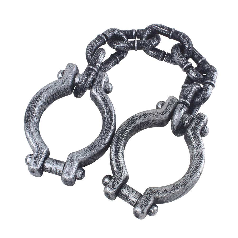 HAZOULEN Plastic Halloween Shackles on Chain for Handcuffs Costume Props Decoration
