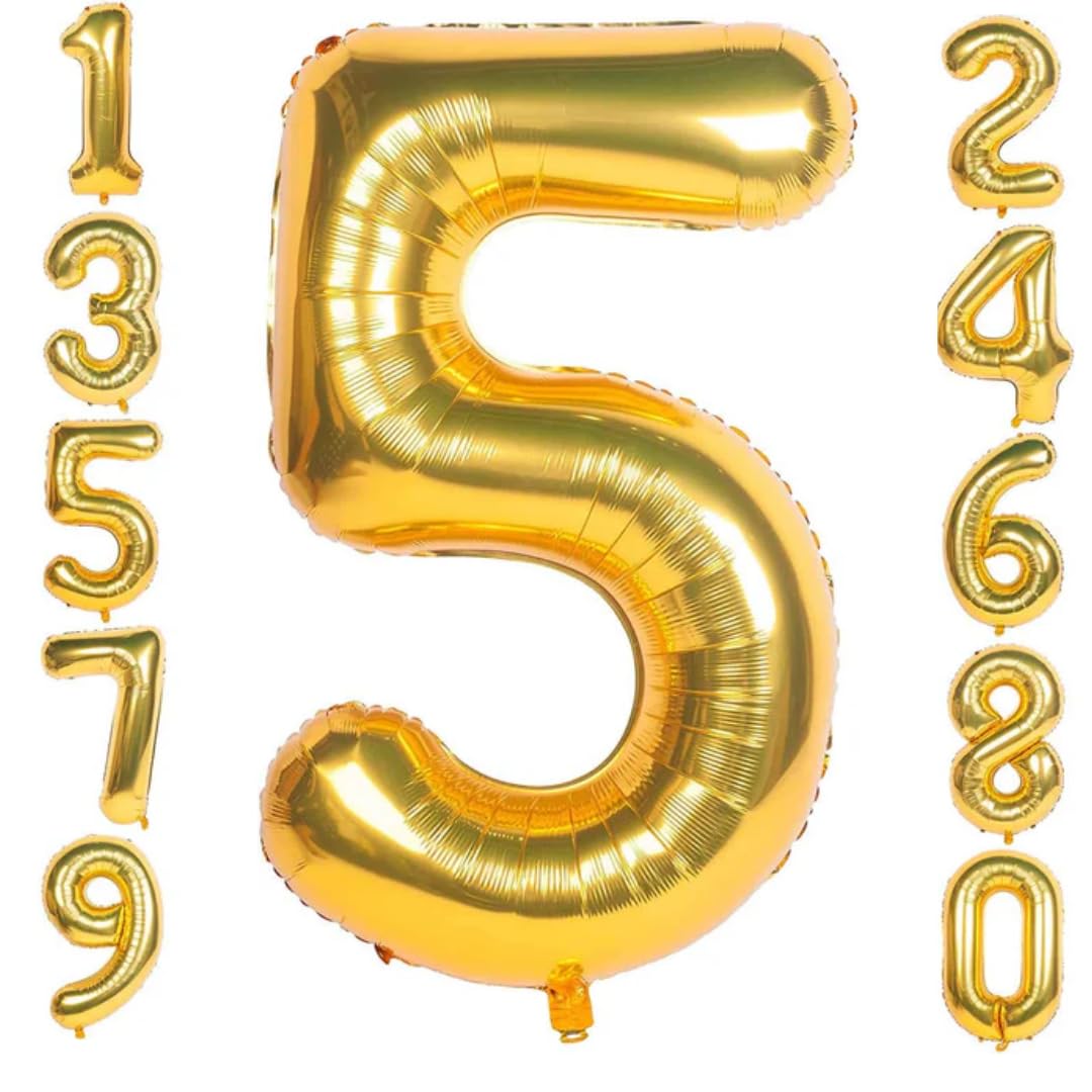 WP WANNA PARTY Wannaparty.In|Number 5 Gold Balloons 40 Inches|Age Number Foil Balloons|5Th Birthday Foil Balloon For Birthday De