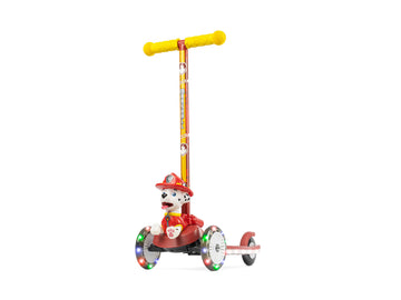 Paw Patrol Marshall Kick Scooter For Kids, Self-Balancing 3 Wheeled Light Up Scooter With Extra Wide Anti-Slip Deck, Rear Brake,