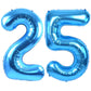 Toniful 40 Inch Blue Large Numbers Balloon Birthday Party Decorations, Foil Mylar Big Number Balloon Digital 25 For 25Th Birthda