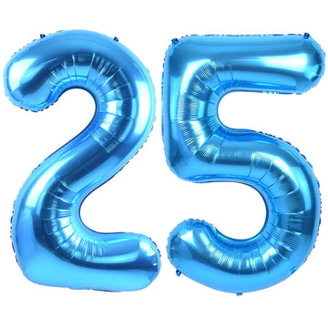 Toniful 40 Inch Blue Large Numbers Balloon Birthday Party Decorations, Foil Mylar Big Number Balloon Digital 25 For 25Th Birthda