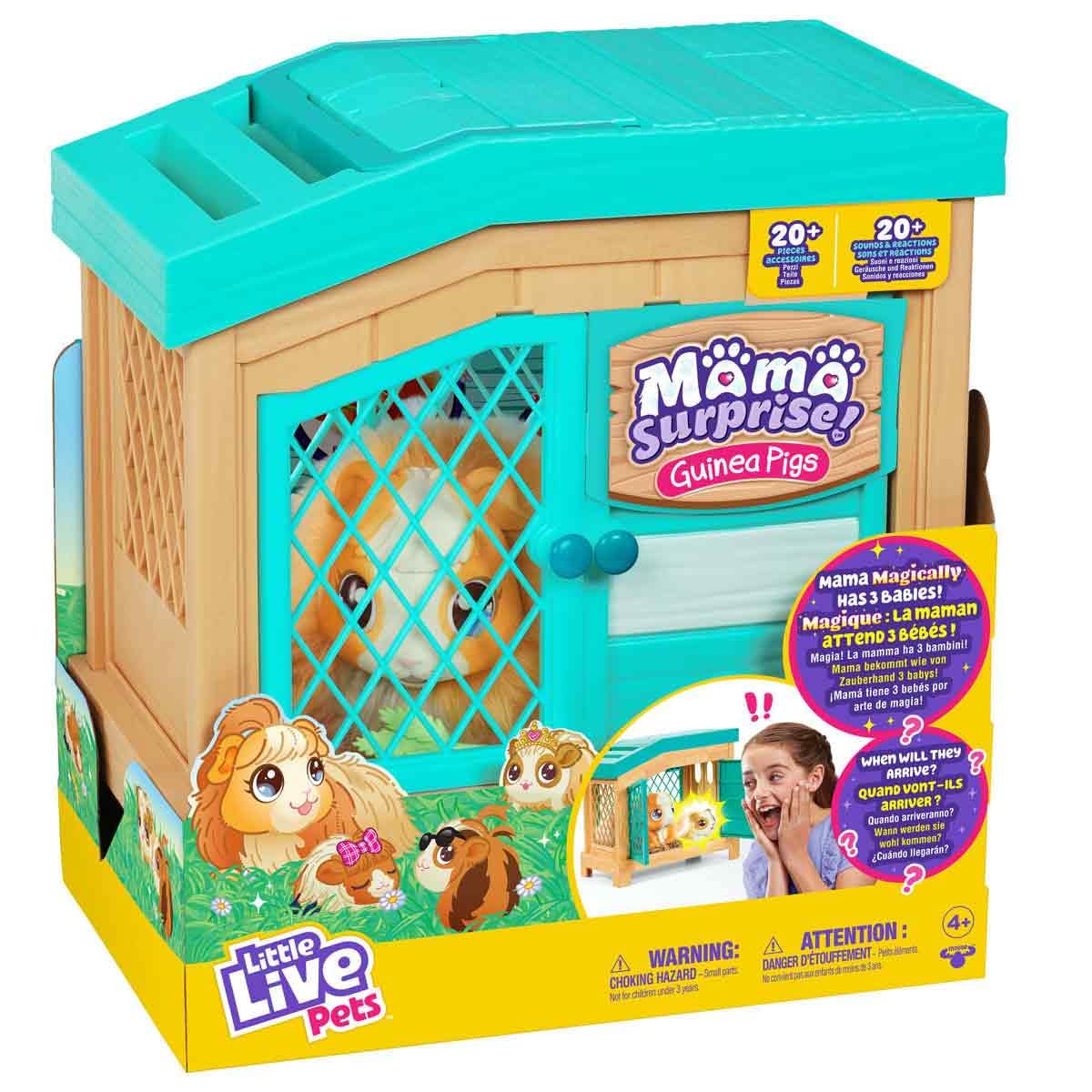 Little Live Pets - Mama Surprise | Soft, Interactive Guinea Pig And Her Hutch, And Her 3 Babies. 20+ Sounds & Reactions. For Kids Ages 4+, Multicolor, 7.8 X 11.93 X 11.38 Inches