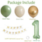 Sage Green First Birthday Decorations For Boys, 40Inch Olive Green Number 1 Balloon And Happy Birthday Banner Set With 12Inch Sa