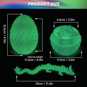 3D Printed Dragon Egg, Dragon Eggs With Dragon Inside, Articulated Dragon, Mystery Dragon Egg Fidget Toy, 3D Dragon Eggs Surprise Fidget Toy(A-Luminous)