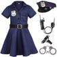 Gortykor Girls Police Officer Costume Cop Outfit For Girls Cop Halloween Dress Up (3-4 Years)