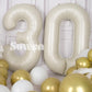 Suwen 40 Inch Large Cream White 30 Balloon Numbers Big Foil Helium Number Balloons 0-9 Jumbo Happy 30Th Mylar Birthday Party Dec