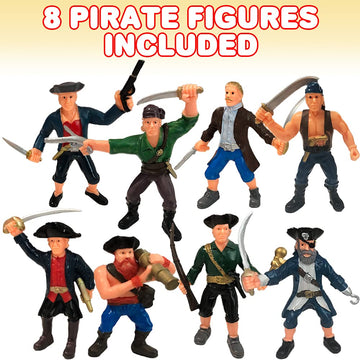 Artcreativity Pirate Action Figure Playset, Set Of 8 Legendary Plastic Figures In Assorted Poses, Cool Pirate Toy Set For Kids,