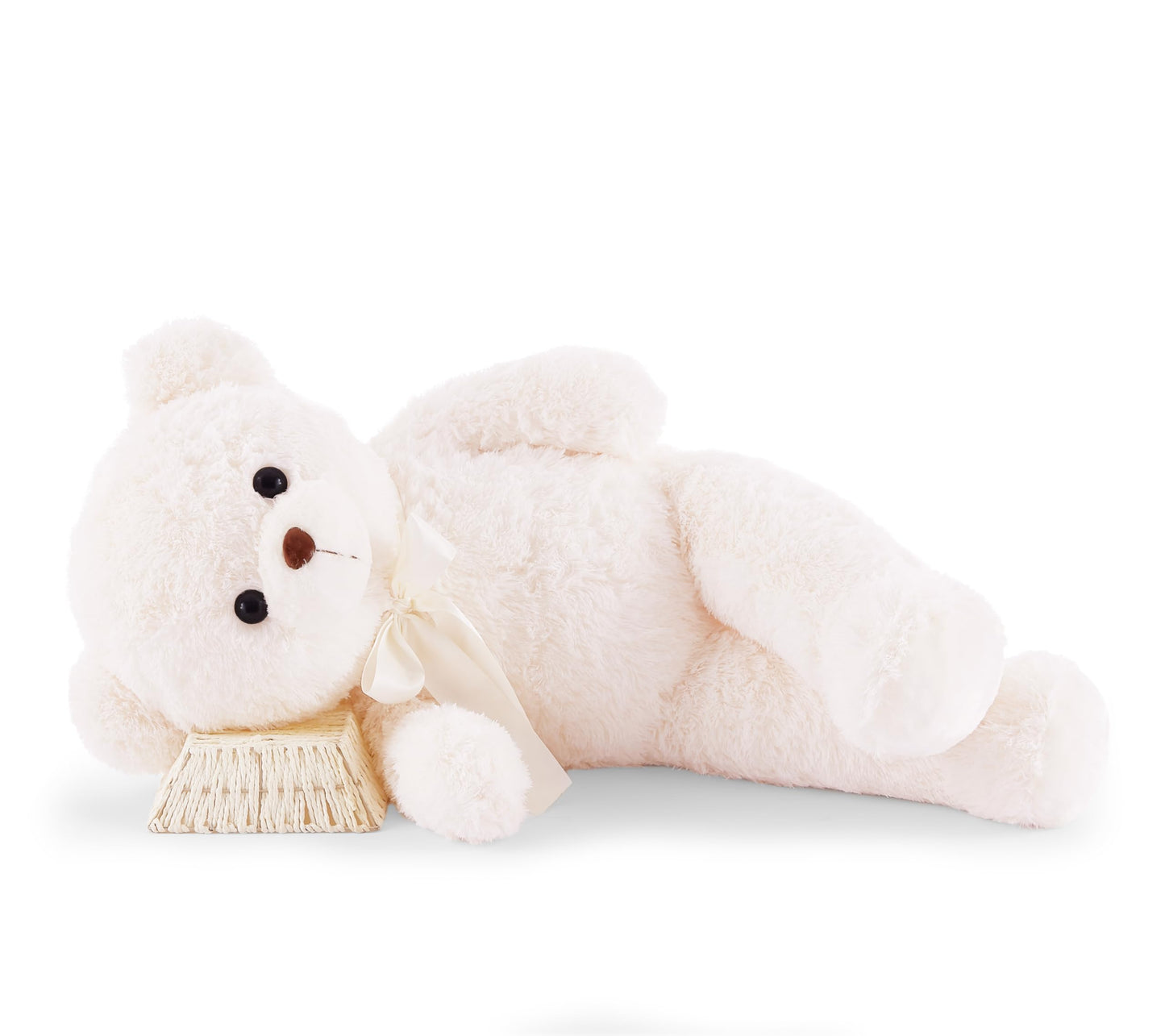 YunNasi Big Teddy Bear 35" Stuffed Animal, White Polyester Plush Toy for Birthdays, Valentine's Day, Christmas, Model ZWL231012