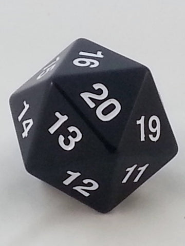Jumbo D20 Counter - Opaque 55Mm Dice: Black And White - Spindown