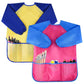 Bassion 4 Pack Kids Art Smocks Toddler Smock Waterproof Artist Painting Aprons Long Sleeve With 3 Pockets For Age 2-6 Years Gift