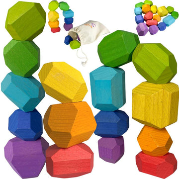 Stackalino Wooden Stacking Rocks