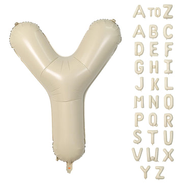 Biapian 40 Inch Letter Y Balloons, Giant Cream Y Foil Balloon, Big Single Alphabet A-Z Balloons, Beige Large Aluminum Y Balloons