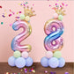 Duile 32''Large Size Rainbow Number 1 Balloon Set Children'S Birthday Party Aluminum Foil Balloon Set (8)