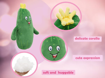 Baboli Adorable Pickle Stuffed Animal Cucumber Plush Plant With Smile Face And Yellow Corolla Pretty Cute Plushie Toy Gift For Any Pickle Lover 12 Inches (Smiling-L)