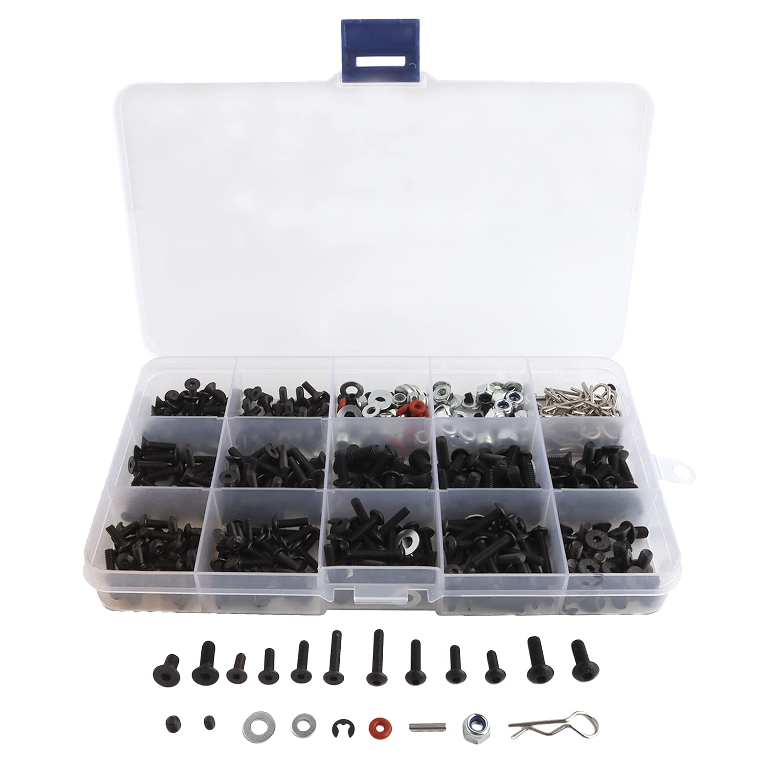 GDOOL 500pcs Universal RC Screw Kit Screws Assortment Set, M3 M4 Hardware Fasteners for Traxxas Axial Redcat HPI Arrma Losi 1/8 