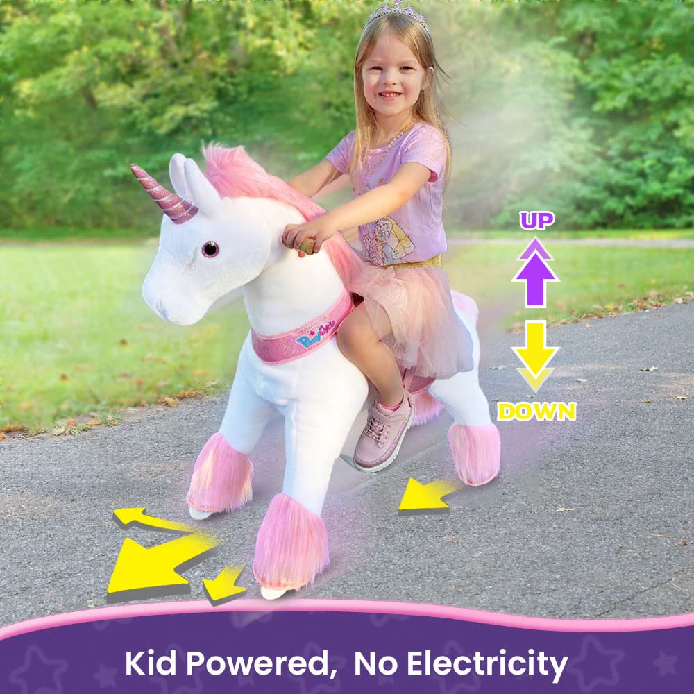 Ponycycle Ride On Horse Pink Unicorn Toy Classic Model U Plush Walking Animal Size 4 For Age 4-8 Ux402