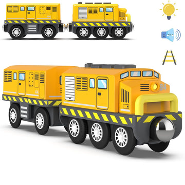 Hyperliving Wooden Train Track Accessories Battery Operated Locomotive Train, Motorized Train For Toddlers With Magnetic Connection