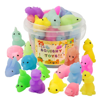 25 Pack Mochi Squishy Toys For Kids,Squishies Sensory Toys For Kids 5 To 7,Stress Relief Toys,Party Favors Mini Dinosaurs Toys S